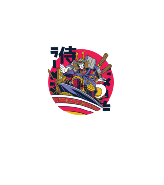 Samurai Ramen Surf model albastru deschis pe tricou