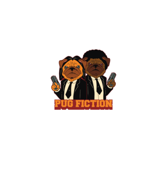 Pug Fiction Pugs Mops Pulp Fiction parodie model gri pe tricou