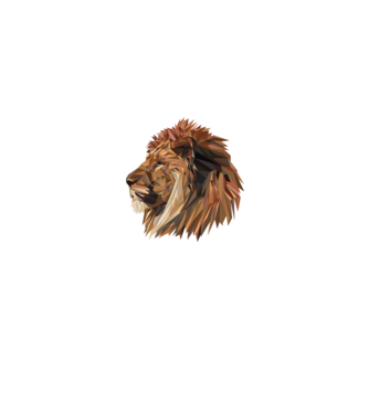 lion polygon model gri pe tricou