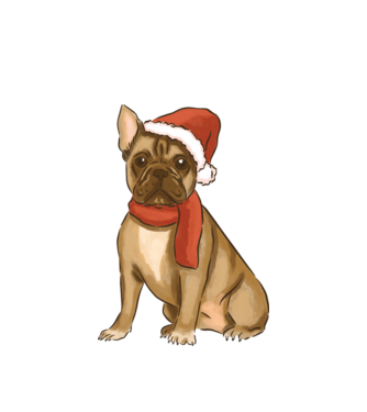 Bulldog francez de Crăciun model alb pe tricou