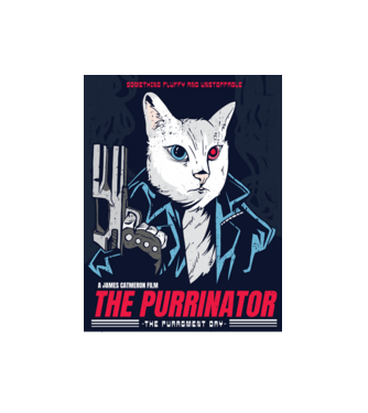 The Purrinator Pisică model alb pe tricou