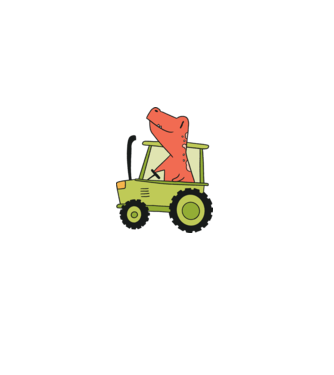 Tractor dinozaur model albastru deschis pe tricou