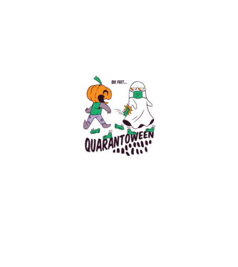 Quarantoween model alb pe tricou