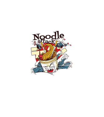 Noodle Attack model albastru deschis pe tricou