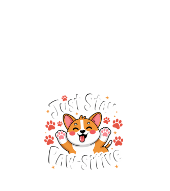 Just Stay Paw-sitive Negru model alb pe tricou