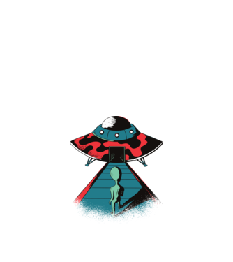Alien Ufo model negru pe tricou
