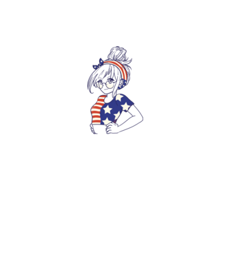 fată Americană Anime model alb pe tricou