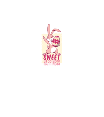 Sweet Happiness pentru Paște tricou cu iepuraș model albastru închis pe tricou