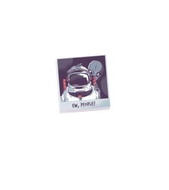 Ew, Oameni - Astronaut cu extraterestru model negru pe tricou