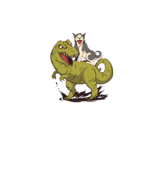Dinozaur Husky model gri pe tricou