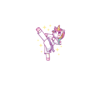 Karate unicorn model gri pe tricou