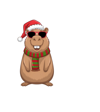 Crăciunul capybara model negru pe tricou
