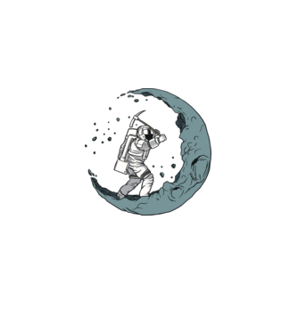 Astronaut pe Lună model negru pe tricou