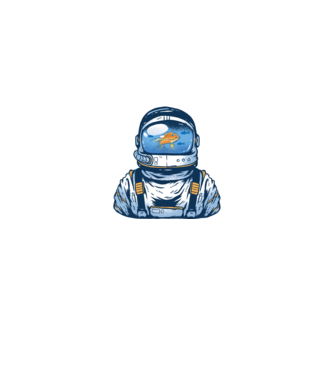 Peștișor auriu Astronaut model negru pe tricou