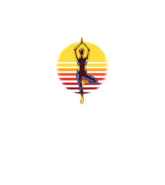 Retro yoga model negru pe tricou