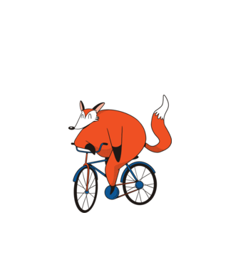 Vulpe cu bicicletă model verde de măr pe tricou