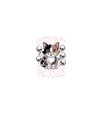 Cute, but Psycho pisică Negru model nisipiu pe tricou
