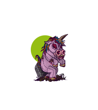 Zombie unicorn model albastru închis pe tricou