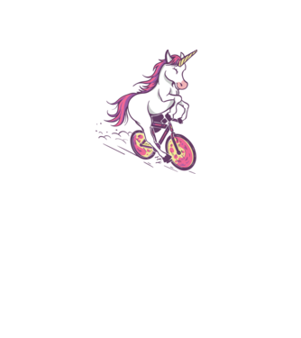 unicorn cu bicicletă model roz deschis pe tricou
