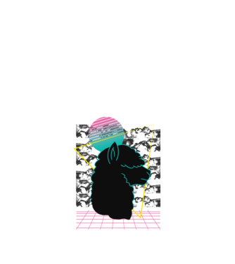 Retro Alpaka model negru pe tricou