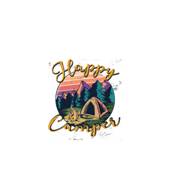 Happy Camper tricou camping model gri pe tricou
