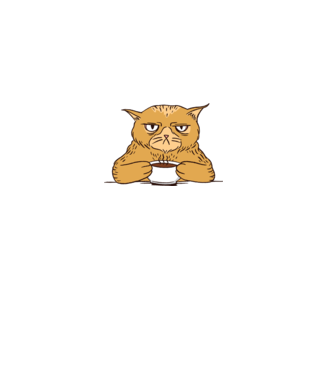 Grumpy Cat - Pisică supărată cu cafea model gri pe tricou