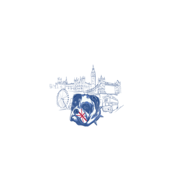 London Bulldog model alb pe tricou