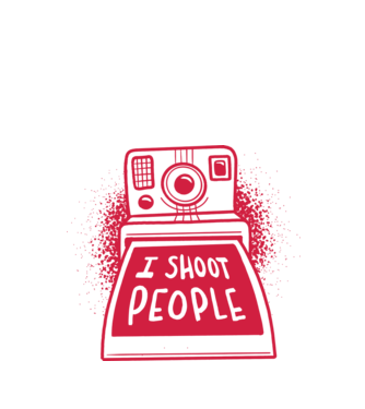 I shoot people - Fotograf model alb pe tricou