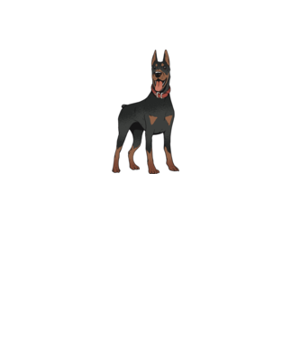 Tricou cu câine dobermann model gri pe tricou
