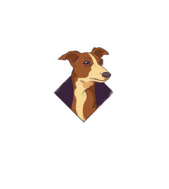 Cap câine Whippet model albastru deschis pe tricou