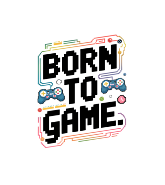 Born to Game Pixel Alb model alb pe tricou