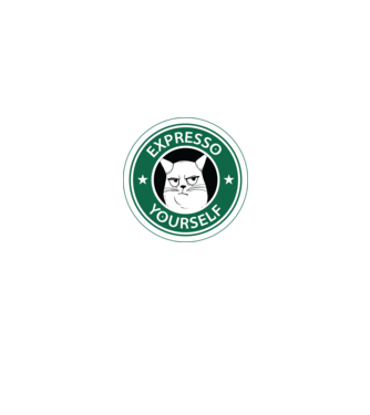 Expresso Yourself tricou Pisică cu cafea model negru pe tricou