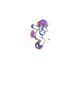 Unicorn pe monociclu model negru pe tricou