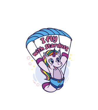 Unicorn parașutist model alb pe tricou