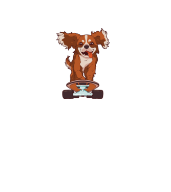 Skateboarding Cavalier King Spaniel model verde pe tricou