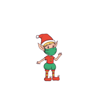 Elf cu mască model alb pe tricou