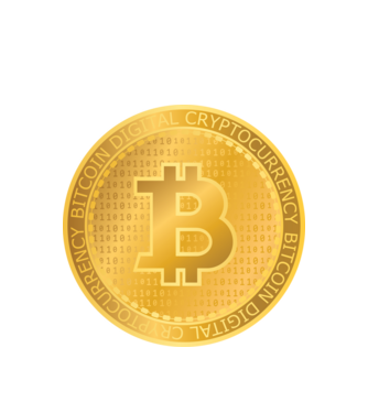 Monedă de aur Bitcoin model alb pe tricou