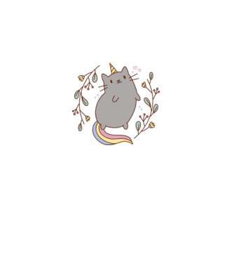 Pisică Unicorn model alb pe tricou