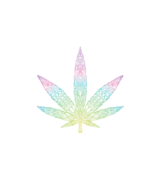 Frunză colorată de marijuana model alb pe tricou