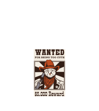 Wanted for being too cute Cowboy cu pisică model negru pe tricou