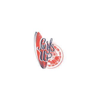 Surfs up model alb pe tricou