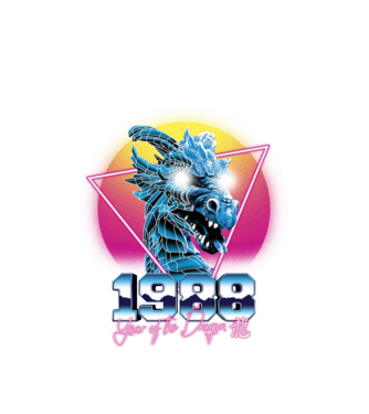1988 Year of the Dragon model alb pe tricou