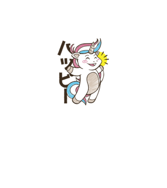 Kawaii unicorn model alb pe tricou