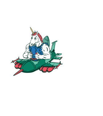 Unicorn Avion de vânătoare model alb pe tricou