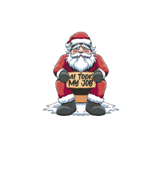 AI took my job Santa model negru pe tricou