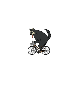 Lup pe bicicletă model alb/roșu pe tricou