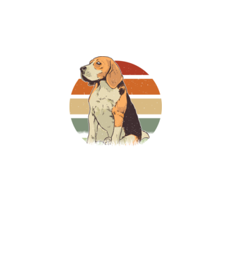 Beagle Retro Sunset model negru pe tricou