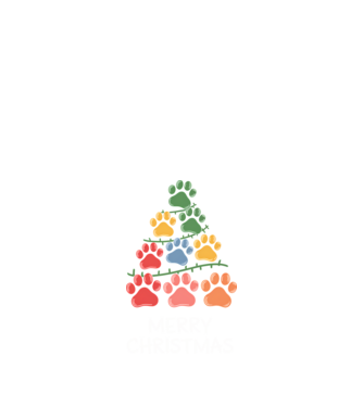 Merry Christmas Paws Negru model negru pe tricou