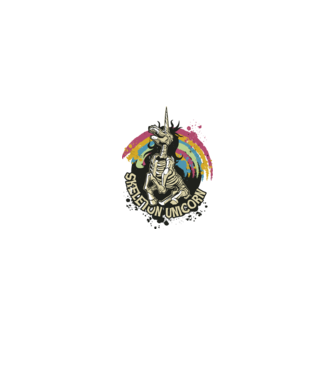 Schelet unicorn model alb pe tricou