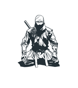 Ninja model alb pe tricou
